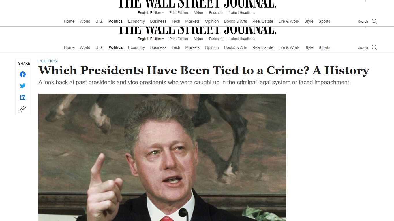 Which Presidents Have Been Tied to a Crime? A History - WSJ